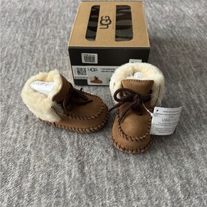 UGG Tan and Cream Kids Moccasins